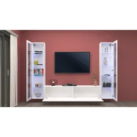 Home Affaire Wohnwand "Maruska", weiß (weiß hochglanz, weiß hochglanz), B:260cm H:180cm T:30cm, Holzwerkstoff, Kastenmöbel-Sets, Wohnwand