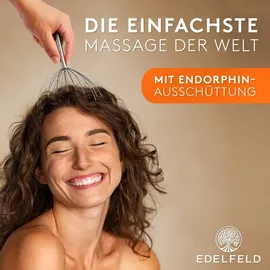 edelfeld Die entspannende Kopfmassage Spinne mit 28 Fingern von Edelfeld [VERBESSERTE VERSION 2025]- Mit Geschenkverpackung & Schleife - Kopfmassagegerät als Geschenk mit Auslegern auf 2 Ebenen Wohlfühl-Noppen