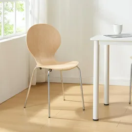 [en.casa] Stühle, Etne 4er Set Natur/Chromfarben