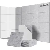 Sonuvia 24 Stück Quadratische Akustikplatten selbstklebend, Schallschutz & Schalldämmung für Wände & Türen – 230kg/m3, NRC 0.95, 100% Polyester, Ideal für Schallschutz Wand, Silbergrau
