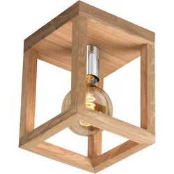 SPOT LIGHT Deckenleuchte "KAGO", braun (eichefarben, chromfarben), H: 25cm, Lampen, Naturprodukt aus Eichenholz, Nachhaltig mit FSC-Zertifikat