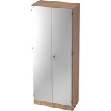 bümö office Aktenschrank abschließbar, Büroschrank groß aus FSC-Holz, 80cm breit in Nussbaum/Silber - abschließbarer Schrank, Büroschrank