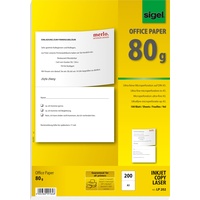 Sigel Kopierpapier LP 202, A4, perforiert auf A5, 80g/qm, weiß, 100 Blatt