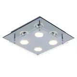 GLOBO Deckenleuchte 4 flammig eckig Chrom Glas