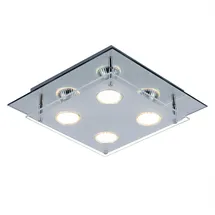 GLOBO Deckenleuchte 4 flammig eckig Chrom Glas
