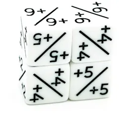 Counter-Würfel Positiv / Negativ (5 Stück) - 5 Stück positiv weiß