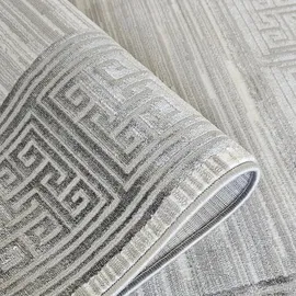 Sehrazat Teppich SEHRAZAT "Venus 7798", weiß (grau), B:200cm H:11mm L:300cm, Obermaterial: 60% Polyester, 40% Polypropylen, Teppiche, Teppich, Kurzflor, Orient Vintage Optik, mit Fransen, Wohnzimmer