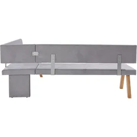 Home Affaire Eckbank HOME AFFAIRE "Rio", grau, B:190cm H:89cm T:140cm, Polyester, Sitzbänke, Eckbank, Massivholz in Eiche geölt, Esszimmerbank bequem gepolstert