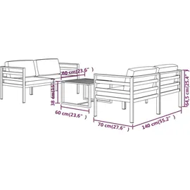 vidaXL Garten-Lounge-Set 5-tlg. Aluminium anthrazit