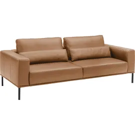 Musterring 3-Sitzer MUSTERRING "JustBPM100, 242 cm breit, aus hochwertigem Leder", cognac, B:242cm H:88cm T:107cm, 100% Leder, Sofas, XL-Sofa, wahlweise mit Nierenkissen und mot. Sitzauszug, Fuß schwarz