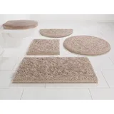 Guido Maria Kretschmer Home&Living Badematte Jari, Höhe 30 mm, rutschhemmend beschichtet, fußbodenheizungsgeeignet, schnell trocknend, strapazierfähig, Kunstfaser, rund, Badematten, Uni-Farben, Badteppich, auch als 2 teiliges Set & rund braun rund | Ø 80 cm x 30 mm