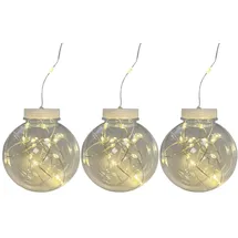 Mojawo LED Lichterkette 3er Set Batterie Ø8 cm Warmweiß
