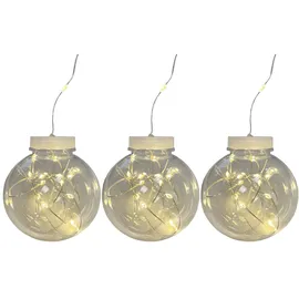 Mojawo LED Lichterkette 3er Set Batterie Ø8 cm Warmweiß
