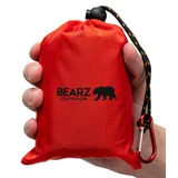 BEARZ Outdoor Decke, Reisedecke, Kompakt Picknickdecke Wasserdicht - Ultraleicht Camping Sitzunterlage Outdoor, Stranddecke Sandfrei, Kleine Campingdecke - Festival, Camping und Wandern Zubehör (Rot)