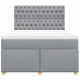 vidaXL Boxspringbett mit Matratze Hellgrau 140x200 cm Stoff