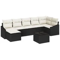 VidaXL 7-teiliges Garten Essset mit Kissen braunes Poly Rattan