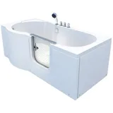 AcquaVapore Badewanne Seniorenwanne mit Tür S12-TH-R Badewanne 85x170cm, Schnelle Reinigung, Überlauf Abfluss weiß