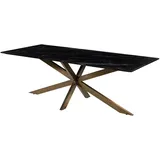 MASSIVMOEBEL24.DE Esstisch Marmor/Kreuzgestell Barcelona Größen, Farbe:Marmor schwarz, Größe:180x100 cm, Gestell:Kreuzgestell Eisen Antik Messing