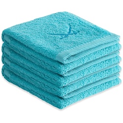 Sansibar Sylt Gästehandtücher Sansibar Sylt Handtuch Gästetuch Frottier-Serie Classic (Set, 4-tlg), mit hochwertiger Sansibar Säbel-Stickerei blau