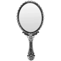 minkissy Handspiegel im Vintage-Stil, mit geprägten Blumen, dekorative Spiegel für Gesichts-Make-up, Kosmetikspiegel, tragbare Reisespiegel, persönliche kompakte Handspiegel, rostiges Silber, oval