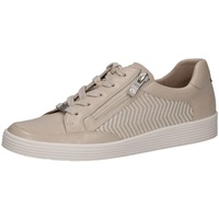 CAPRICE Damen Sneaker flach aus Leder mit Reißverschluss, Beige (Offwht Soft Co), 40 EU