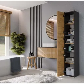 Topeshop Badezimmerschrank S33, Anthrazit, Artisan Oak - Grau/Silber