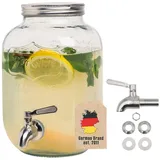 Intirilife Getränkespender 4 Liter aus Glas mit Zapfhahn - 16 x 24 cm - Wasserspender Saftspender Limonadenspender Glasbehälter für Getränke,