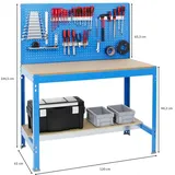 Proregal Werkbank Quick-Buffalo mit Werkzeugwand + Zubehör Gamma | HxBxT 84x120x61cm | Traglast 600kg Blau