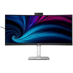Philips 34B2U6603CH 34 Zoll WQHD Curved Monitor, höhenverstellbar, Lautsprecher, 5 MP Webcam, Noise Cancellation, HDR400 3440x1440, 120 Hz, 2x HDMI
