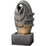Teamson Home Gartenbrunnen Ovaler Moderner Brunnen mit warmen LED-Lichtern