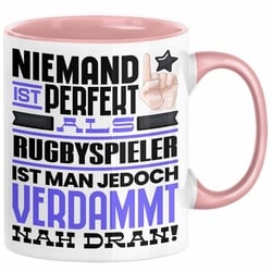 Trendation Tasse Rugbyspieler Geschenk Tasse Lustige Geschenkidee für Rugbyspieler Gebu rosa