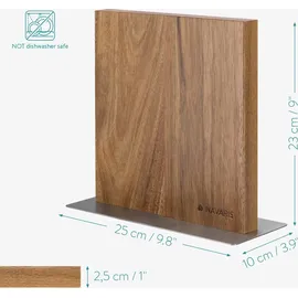 Navaris Messerhalter doppelseitig magnetisch aus Akazie - Magnet Messerblock Messerbrett Magnethalter beidseitig - Messer Halterung Holz unbestückt