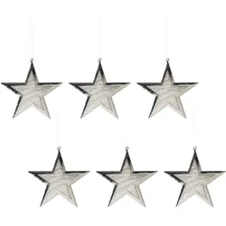 Baumbehang CREATIV DECO "Weihnachtsdeko, Christbaumschmuck", silber (silberfarben), B:10,00cm H:10,00cm T:0,50cm, Metall, Dekohänger, mit Gravur-Optik