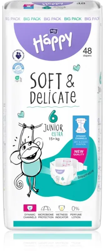 BELLA Baby Happy Soft&Delicate Einwegwindeln mit Kanälchen Junior Extra 15+ kg 48 St.