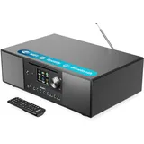 Internetradio mit CD Player & Bluetooth | 120W 2.1 Stereo DAB Radio mit Eingebauter Subwoofer | Internetradio WLAN mit Spotify Connect, Podcasts, FM | Farbdisplay | Majority Quadriga Internet Radio