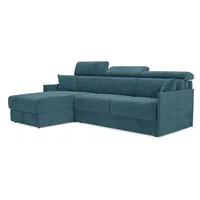 Miryam Ecksofa Mit Matratze Mit Verstellbaren Kopfstützen Aus Weichem, Fleckenabweisendem Stoff T31 252 Cm Links Petrol