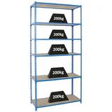 Proregal Schwerlastregal Metall 250x110x50 cm blau 6 Fachböden