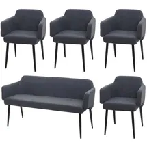 Mendler Esszimmer-Set HWC-L13, 4er-Set Stuhl+Sitzbank Esszimmergruppe Sitzgruppe Esszimmergarnitur, Stoff/Textil ~ anthrazit