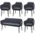 Mendler Esszimmer-Set HWC-L13, 4er-Set Stuhl+Sitzbank Esszimmergruppe Sitzgruppe Esszimmergarnitur, Stoff/Textil ~ anthrazit