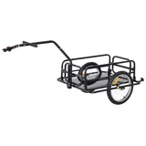 Fahrradanhänger klappbar, Lastenanhänger Stahl, Transportanhänger faltbar, Schwarz | 155 x 71,5 x 77 cm | bis 40 kg | 16-Zoll-Reifen - Schwarz