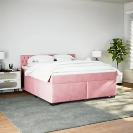 vidaXL Boxspringbett mit Matratze Rosa 180x200 cm Samt - Rosa