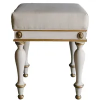 Casa Padrino Luxus Barock Hocker Weiß / Antik Gold