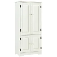 Costway Mehrzweckschrank Vintage,Flurschrank mit verstellbarem Regal,Badschrank Waescheschrank Holz,Aufbewahrungsschrank Landhausstil,Kommode