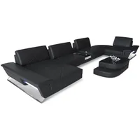 Sofa Dreams Wohnlandschaft, Schwarz, Leder, Freiform, 456x89x243 cm, Wohnzimmer, Sofas & Couches, Wohnlandschaften, Wohnlandschaften in U-Form