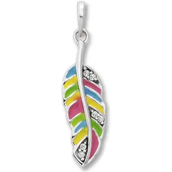 Ketten-Anhänger ONE ELEMENT "Zirkonia Feder Anhänger aus 925 Silber", silber, Schmuckanhänger, Mädchen, Silber 925 (Sterlingsilber), Damen Silber Schmuck Feder