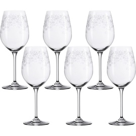LEONARDO Chateau Weißwein-Gläser, 6er Set, spülmaschinenfeste Wein-Gläser, Wein-Kelch mit gezogenem Stiel, Wein-Glas mit Gravur, 410 ml, 035301