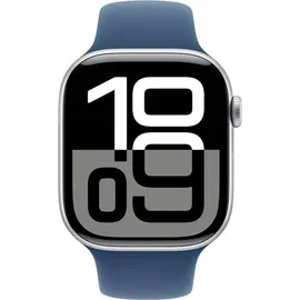 Apple Watch Series 10 GPS 42 mm Aluminiumgehäuse silber Sportarmband denim S/M