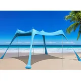BOTINDO Familien-Strandzelt, Baldachin, Sonnenschutz, Pop-Up-Strandzelt, Sonnenschutz, Stabilität, 4 Stangen mit tragbarer Tragetasche, Outdoor-Schatten für Angeln, Hinterhof, Camping (Türkis, 3 x 3