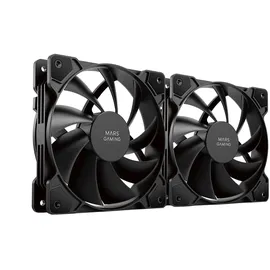 Mars Gaming MF-PWMX2 Schwarz, 2 Lüfter 120mm, Flüsterleise FDB 12dB, Anti-Vibrations-System, PWM-System