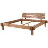 Balkenbett Zerreiche 200x200 Natur Geölt Jangali 723